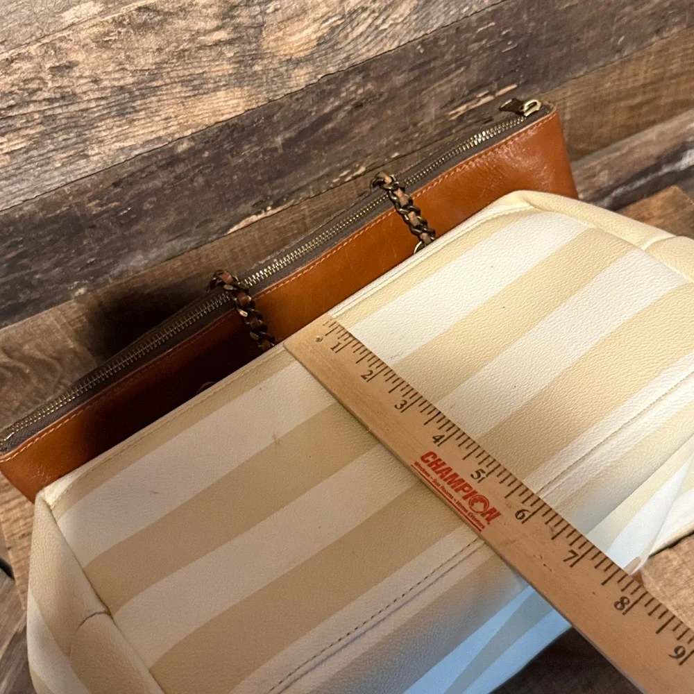 💚❤️Kate Spade Striped Leather Tote Bag Purse